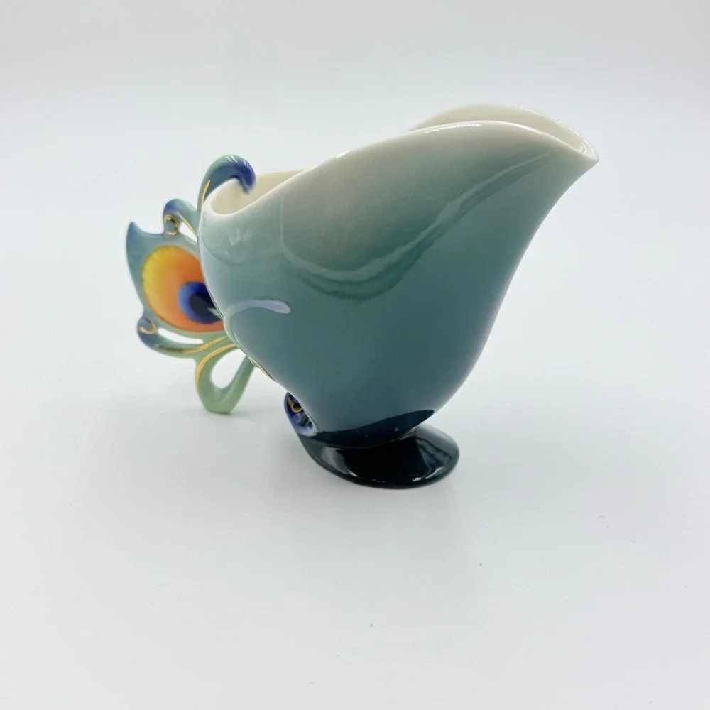 Franz Kathy Ireland Porcelain Peacock Spendor Luminescence Creamer Teal FZ00036